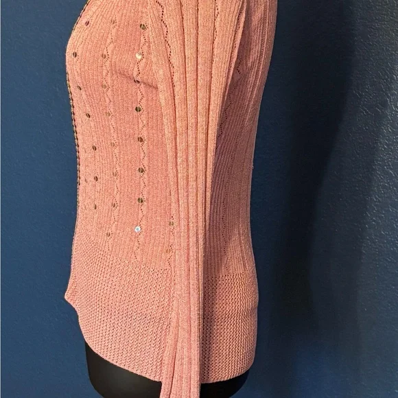 🦄RARE🦄 Vintage JANE DOE COLLECTION Twinset, sequins, metallic pink, knit - Picture 10 of 16